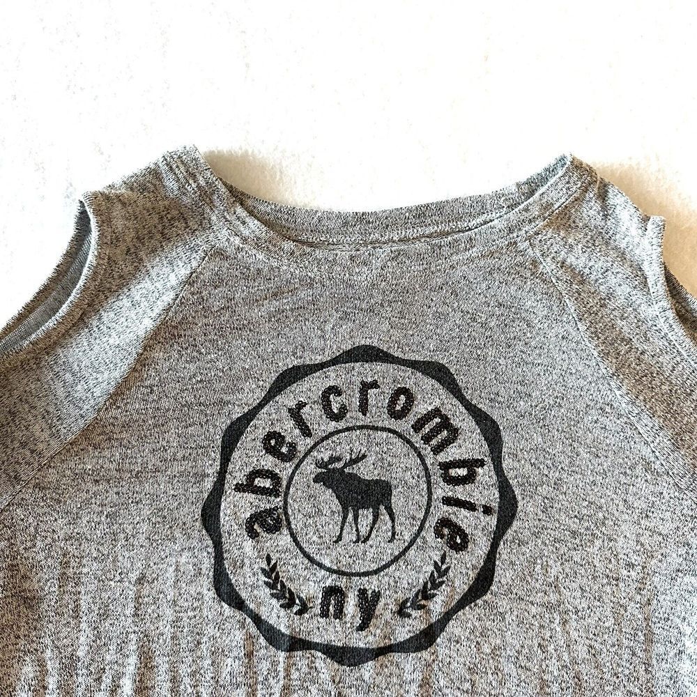 ABERCROMBIE Kids Girls 15/16 MOOSE Cold Shoulder Sequin Heather Gray Top Shirt‎ - Picture 2 of 8